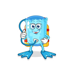 bolster pillow diver cartoon. cartoon mascot vector