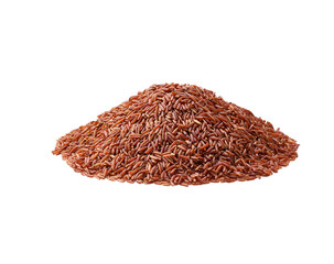 Pile of red rice isolated on white background.