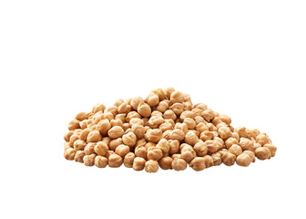 Pile of chickpeas isolated on white background.