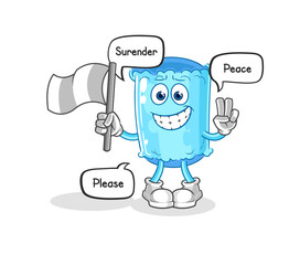 bolster pillow hold surrender flag mascot. cartoon vector