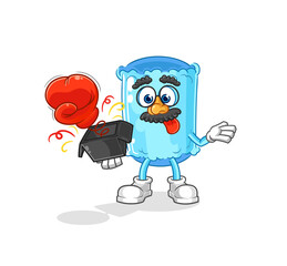 bolster pillow prank glove in the box. cartoon mascot