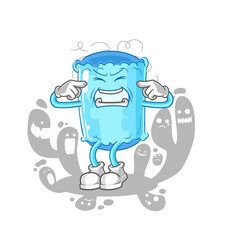 depressed bolster pillow character. cartoon vector