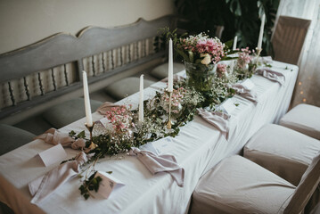 Rustic decoration. Table decoration. Flower decoration for a special occasion.