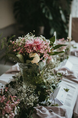 Rustic decoration. Table decoration. Flower decoration for a special occasion.