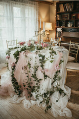 Rustic decoration. Table decoration. Flower decoration for a special occasion.