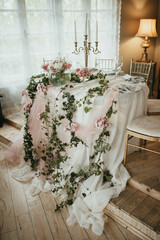 Rustic decoration. Table decoration. Flower decoration for a special occasion.