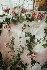 Rustic decoration. Table decoration. Flower decoration for a special occasion.
