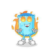 bolster pillow on fire mascot. cartoon vector