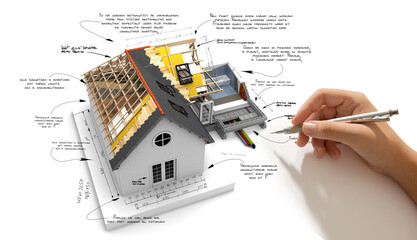House construction technical details - obrazy, fototapety, plakaty