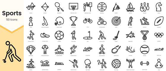 Set of Sports icons. Simple line art style icons pack. Vector illustration - obrazy, fototapety, plakaty