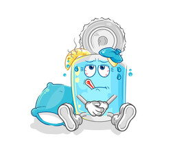 canned fish sick vector. cartoon character
