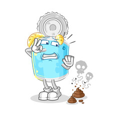 canned fish with stinky waste illustration. character vector