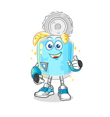 canned fish robot character. cartoon mascot vector