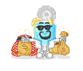 canned fish rich arabian mascot. cartoon vector