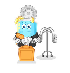 canned fish judge holds gavel. character vector