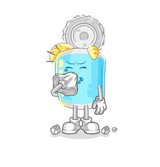 canned fish blowing nose character. cartoon mascot vector
