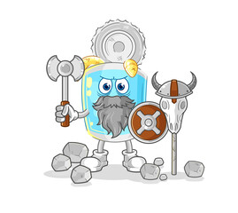 canned fish viking with an ax illustration. character vector