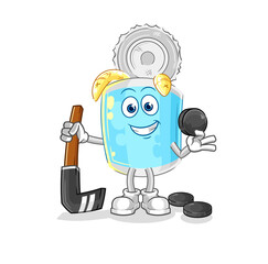 canned fish playing hockey vector. cartoon character