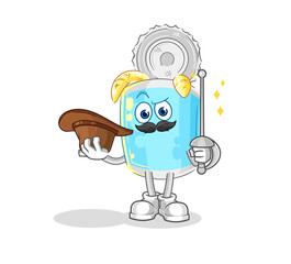 canned fish fencer character. cartoon mascot vector