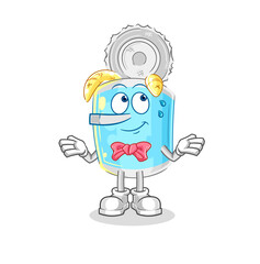 canned fish lie like Pinocchio character. cartoon mascot vector