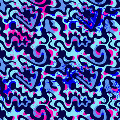 Abstract seamless ethnic patten with hand drawn wave elements  