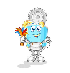 canned fish maid mascot. cartoon vector