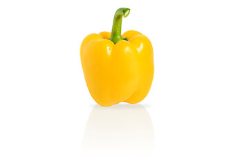 Single yellow pepper isolated on white background