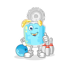 canned fish play bowling illustration. character vector