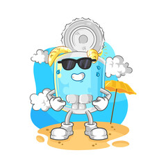 canned fish sunbathing in summer. character vector