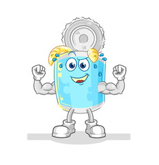 canned fish muscular cartoon. cartoon mascot vector