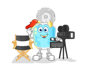 canned fish director mascot. cartoon vector
