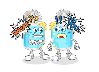 canned fish arguing each other cartoon vector