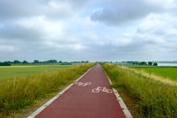 Bicycle route (EV9 The Amber Route / Wiślana Trasa Rowerowa) in the Pomeranian voivodeship of Poland next to the Vistula river