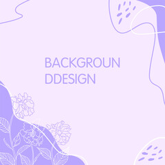 Purple template design with hand drawn organic shapes, flowers and graphic elements. Trendy floral  backgrounds for social media posts and stories, banners, branding design, covers