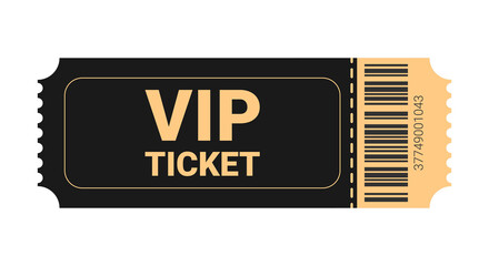 VIP ticket with golden letters on a black background. vector, flat, vintage style.