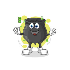 cauldron full battery character. cartoon mascot vector