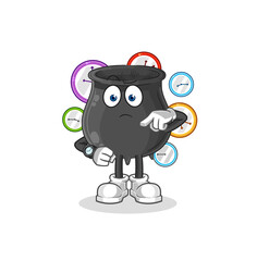 cauldron with wristwatch cartoon. cartoon mascot vector