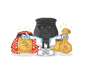 cauldron rich arabian mascot. cartoon vector