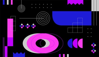 Flat abstract geometric vector design with black background