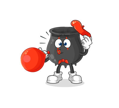 recommend clip art: cauldron pantomime blowing balloon. cartoon mascot vector
