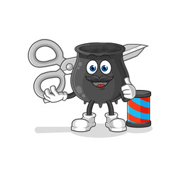 cauldron barber cartoon. cartoon mascot vector