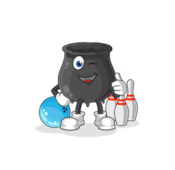 cauldron play bowling illustration. character vector