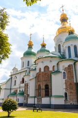 Fototapeta na wymiar Orthodox Christian church on the territory of the Lavra of St. Sophia of Kyiv, a UNESCO monument. Kyiv, Ukraine.