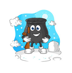 cauldron soldier in winter. character mascot vector