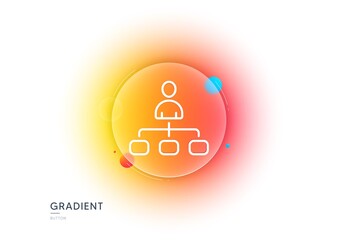 Management line icon. Gradient blur button with glassmorphism. Business strategy sign. Development symbol. Transparent glass design. Management line icon. Vector