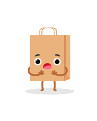 Paper shopping bag emotions surprised character. Emoji vector illustration