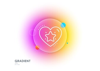 Ranking star line icon. Gradient blur button with glassmorphism. Love rating sign. Best rank symbol. Transparent glass design. Ranking star line icon. Vector