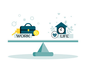 Difficult choice. A choice between family and work. Vector. Icons