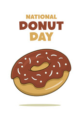 National Donut Day lettering with donut. Poster concept. Vector. Isolated on white background