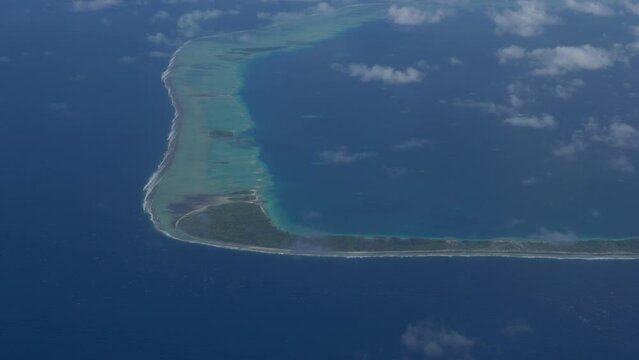 South Pacific atoll aerial view.